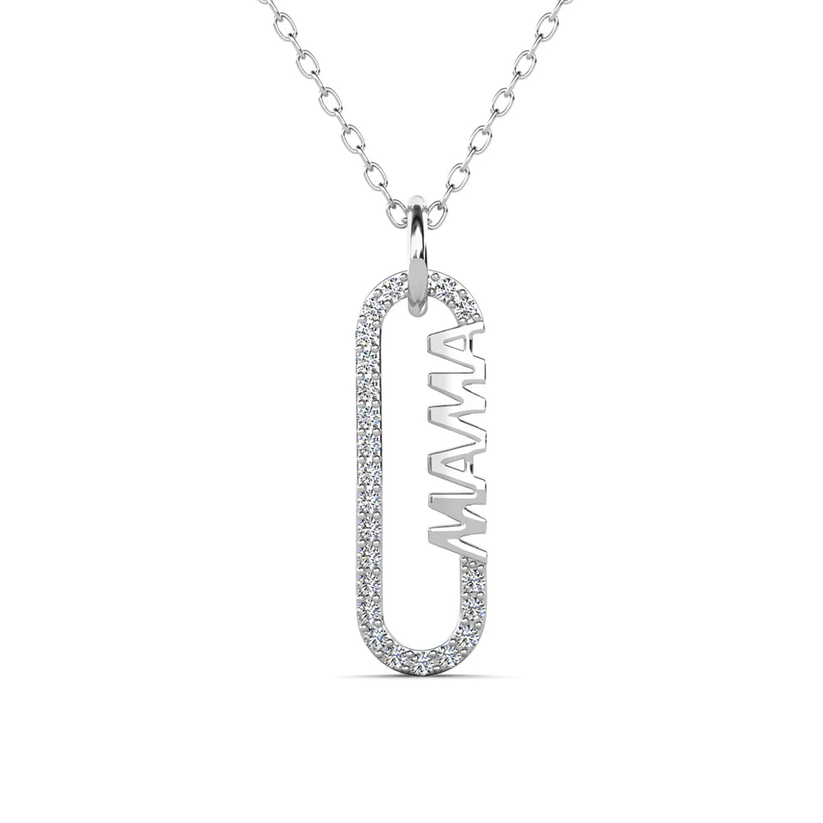 Elaine 18k White Gold Plated Mama Necklace with Swarovski Crystals & Heartfelt Message for Mom - Image 8
