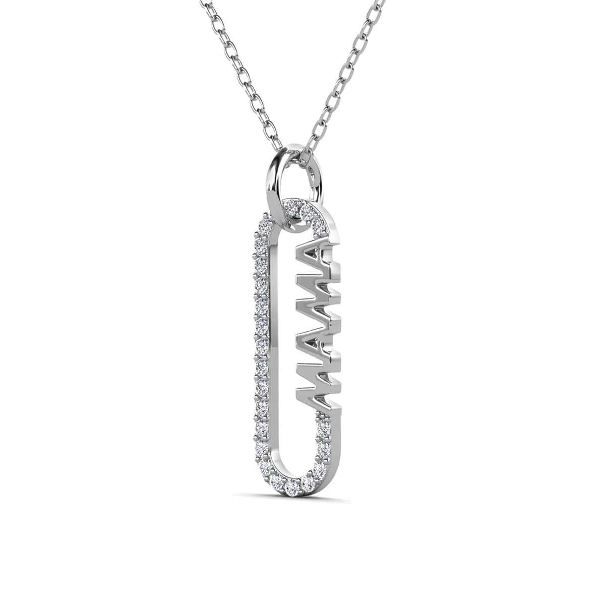 Elaine 18k White Gold Plated Mama Necklace with Swarovski Crystals & Heartfelt Message for Mom - Image 9