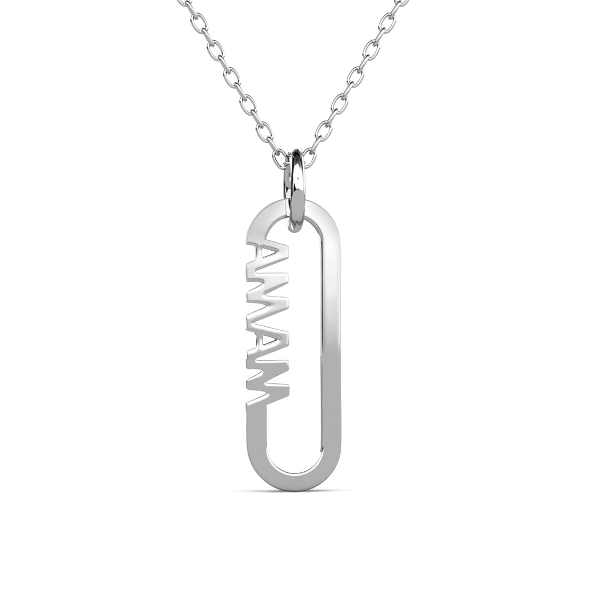 Elaine 18k White Gold Plated Mama Pendant Necklace with Simulated Diamond Crystals - Image 8