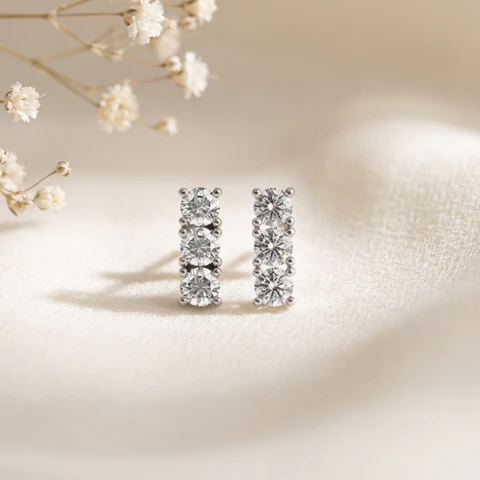Eliana 18k White Gold Plated Stud Earrings with Swarovski Crystals - Image 6