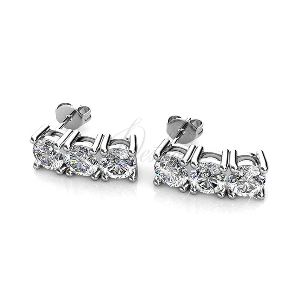 Eliana 18k White Gold Plated Stud Earrings with Swarovski Crystals - Image 7