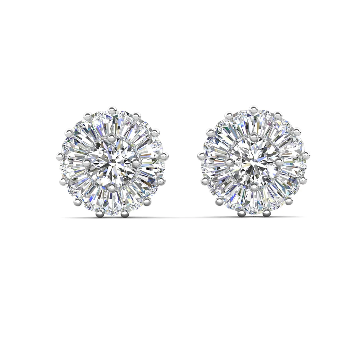 Ellee 18k White Gold Plated Stud Earrings with Simulated Diamond Crystals - Image 6