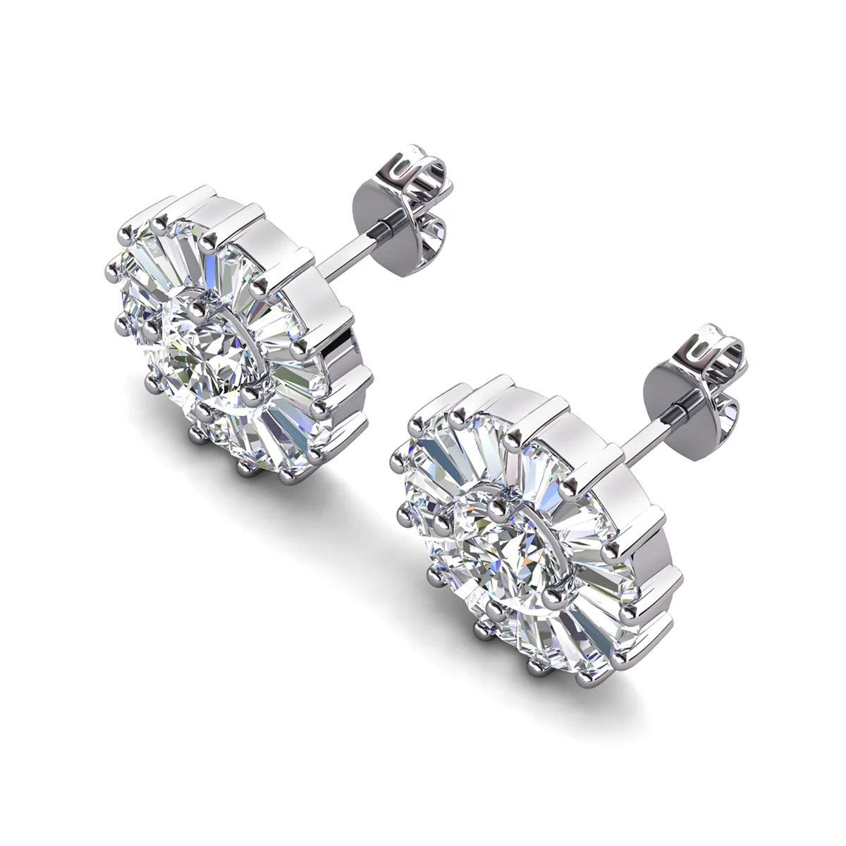 Ellee 18k White Gold Plated Stud Earrings with Simulated Diamond Crystals - Image 8