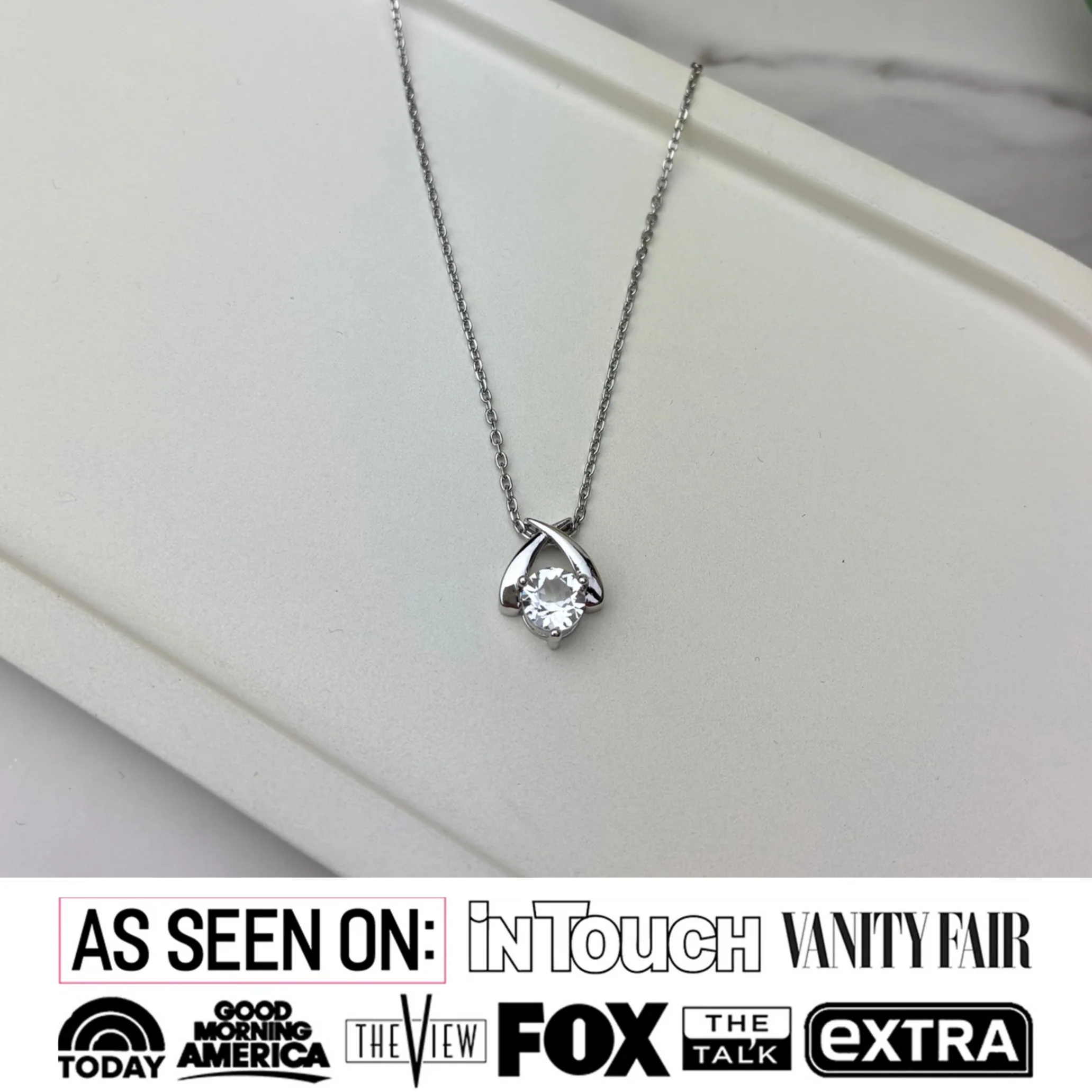Eloise 18k White Gold Plated Pendant Necklace with Round Cut Swarovski Crystal - Image 2
