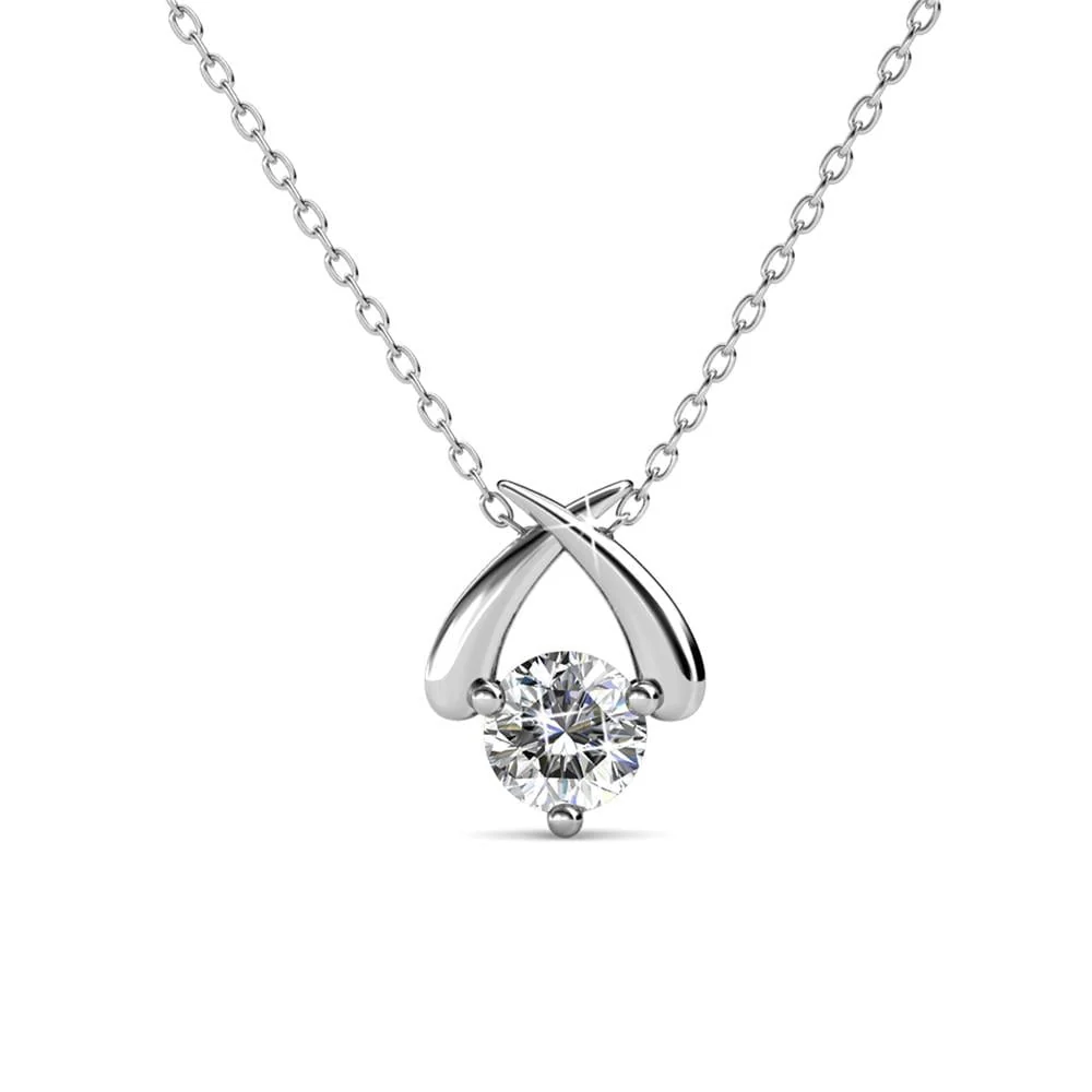 Eloise 18k White Gold Plated Silver Necklace and Earring Set with Swarovski Crystals - Image 8