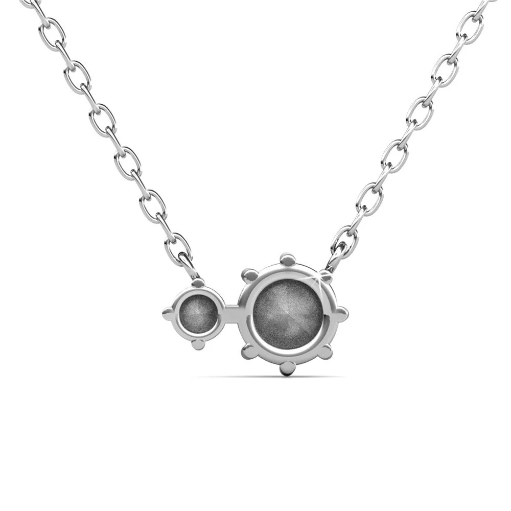Emma 18k White Gold Plated 2-Stone Pendant Necklace with  Swarovski Crystals - Image 8