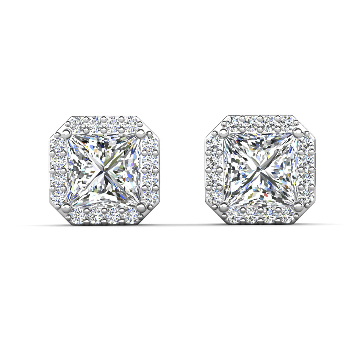 Estelle 18k White Gold Plated Halo Stud Earrings with Simulated Diamond Crystals — Fab Fav - Image 8