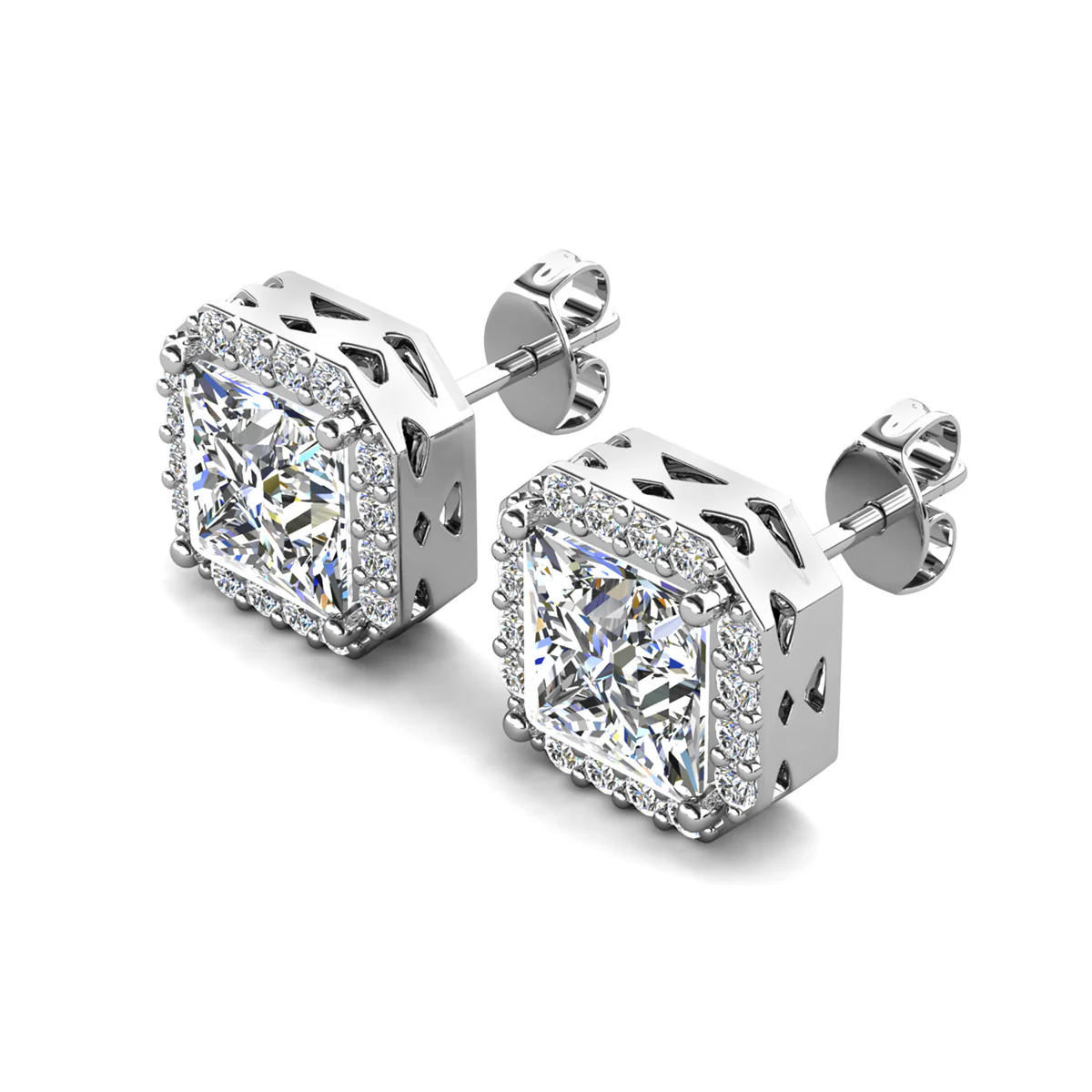 Estelle 18k White Gold Plated Halo Stud Earrings with Simulated Diamond Crystals — Fab Fav - Image 9