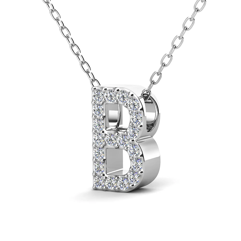 Ethereal Collection 18k White Gold Plated Initial Letter Pendant Necklace with Swarovski Crystals - Image 11