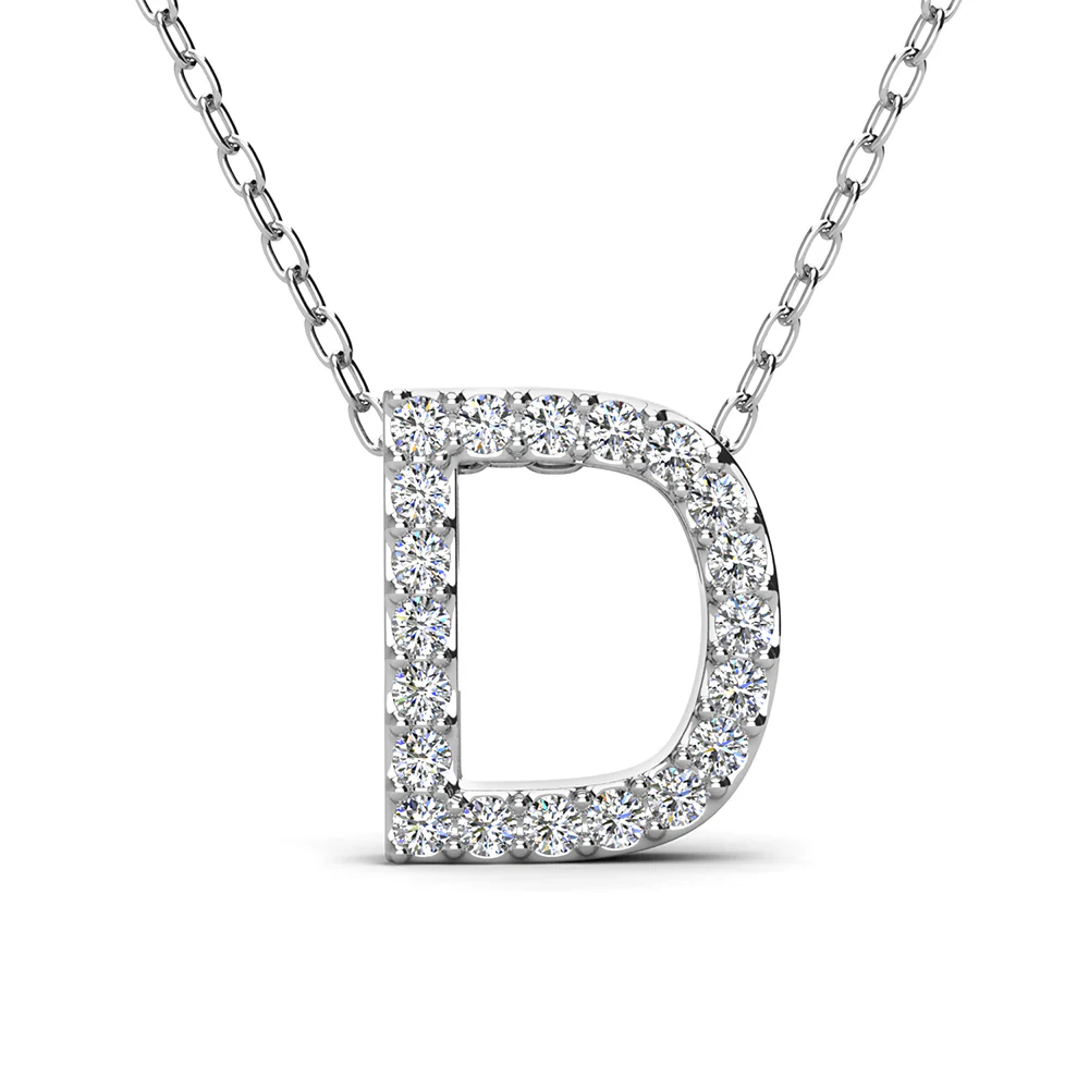 Ethereal Collection 18k White Gold Plated Initial Letter Pendant Necklace with Swarovski Crystals - Image 15