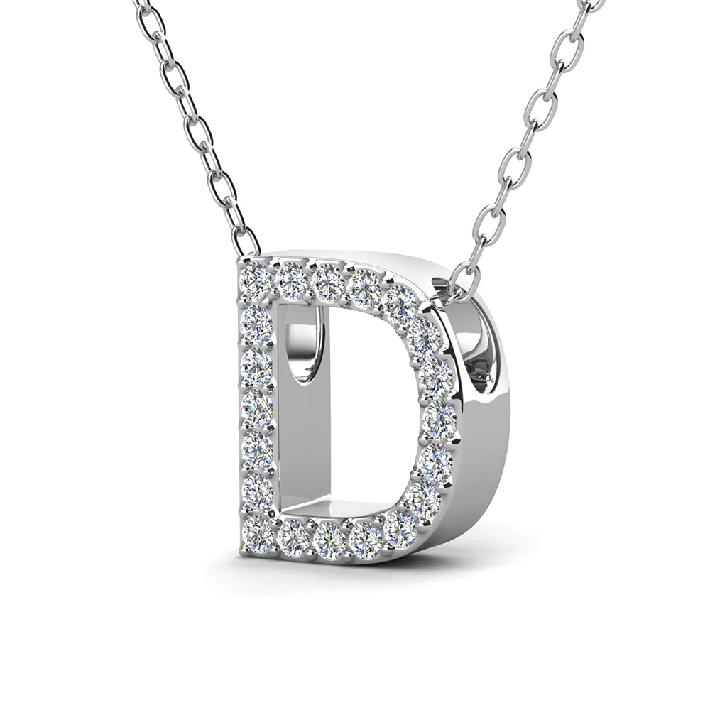 Ethereal Collection 18k White Gold Plated Initial Letter Pendant Necklace with Swarovski Crystals - Image 17