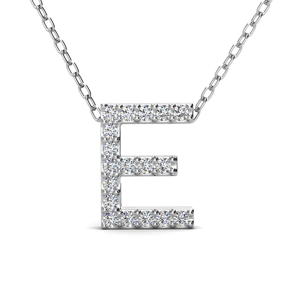 Ethereal Collection 18k White Gold Plated Initial Letter Pendant Necklace with Swarovski Crystals - Image 18