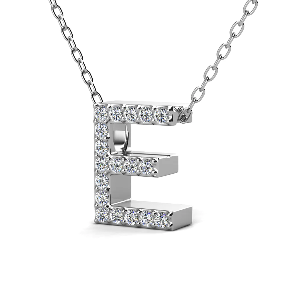 Ethereal Collection 18k White Gold Plated Initial Letter Pendant Necklace with Swarovski Crystals - Image 20