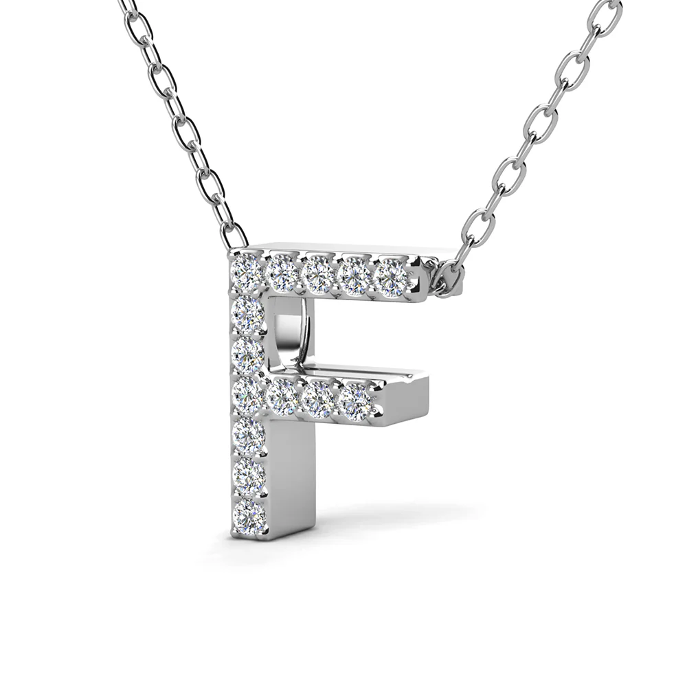 Ethereal Collection 18k White Gold Plated Initial Letter Pendant Necklace with Swarovski Crystals - Image 23