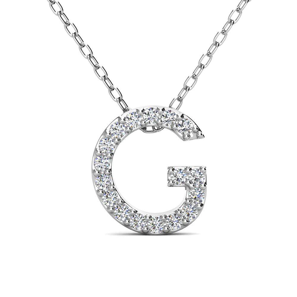 Ethereal Collection 18k White Gold Plated Initial Letter Pendant Necklace with Swarovski Crystals - Image 24