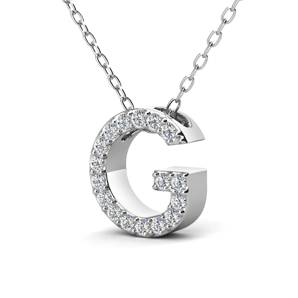 Ethereal Collection 18k White Gold Plated Initial Letter Pendant Necklace with Swarovski Crystals - Image 26