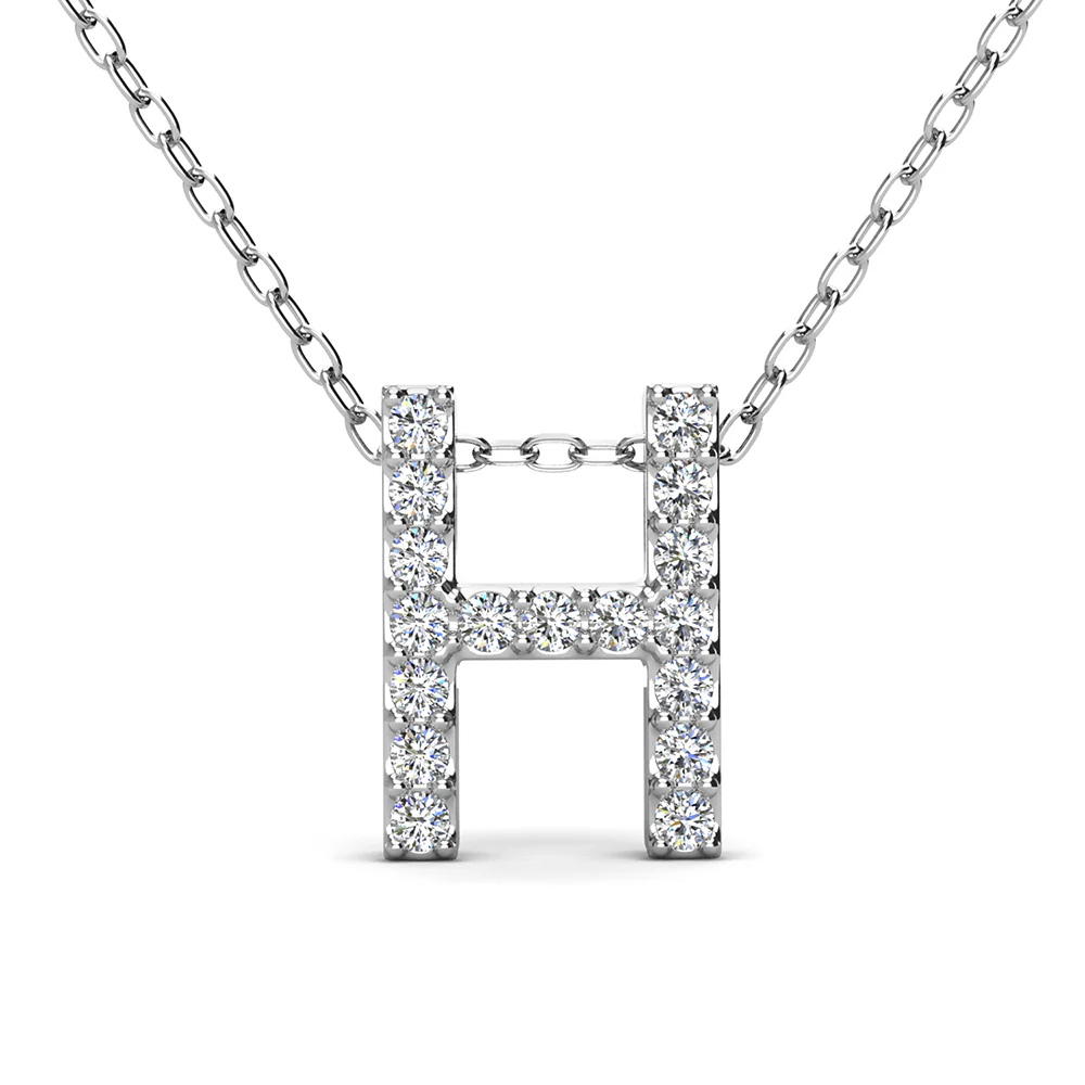 Ethereal Collection 18k White Gold Plated Initial Letter Pendant Necklace with Swarovski Crystals - Image 27