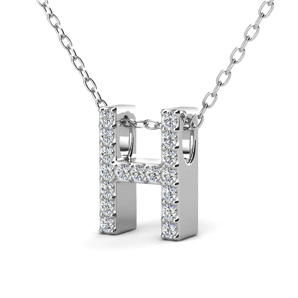 Ethereal Collection 18k White Gold Plated Initial Letter Pendant Necklace with Swarovski Crystals - Image 29