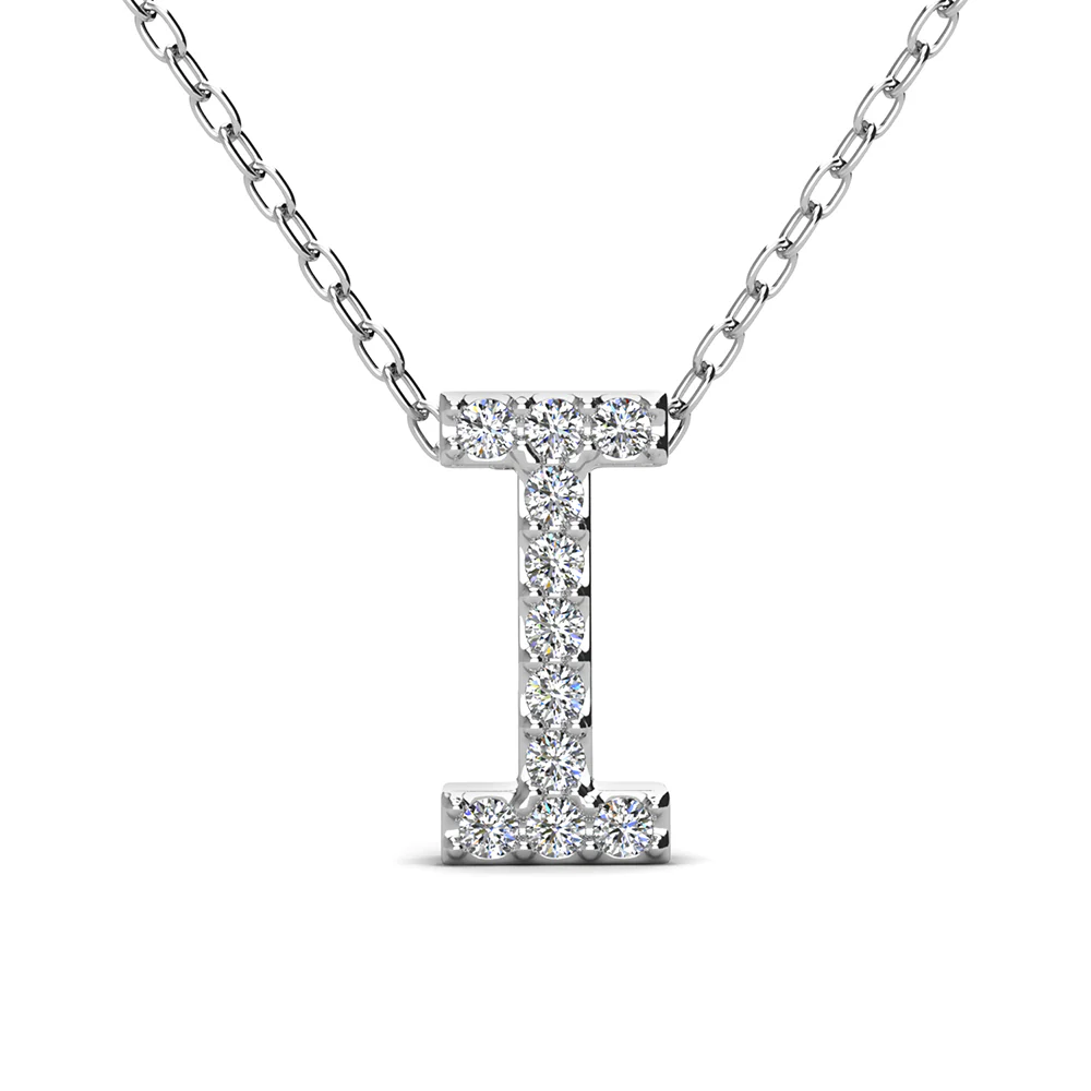 Ethereal Collection 18k White Gold Plated Initial Letter Pendant Necklace with Swarovski Crystals - Image 30
