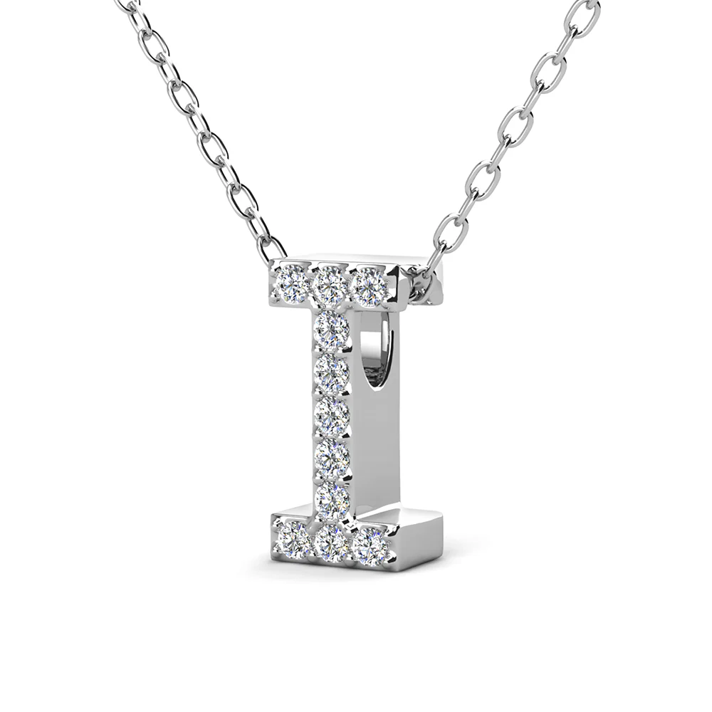 Ethereal Collection 18k White Gold Plated Initial Letter Pendant Necklace with Swarovski Crystals - Image 32