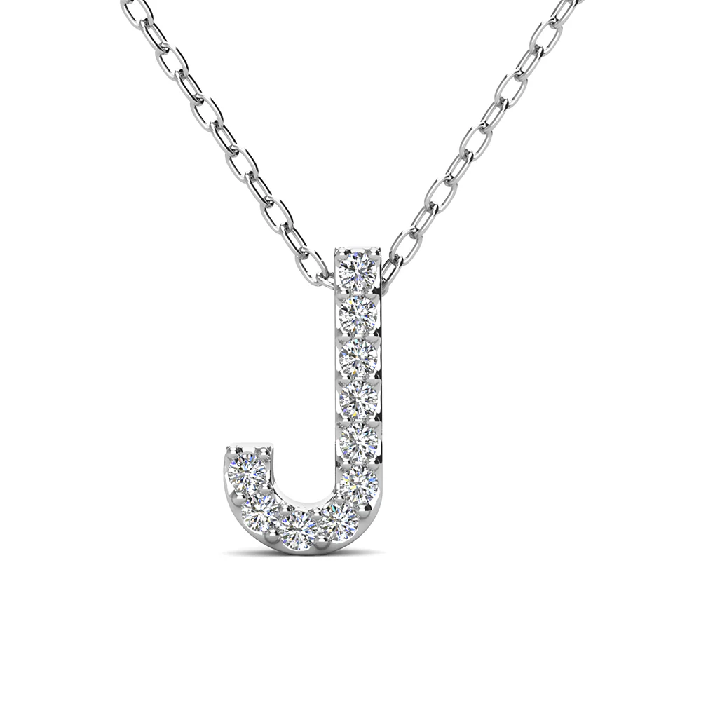 Ethereal Collection 18k White Gold Plated Initial Letter Pendant Necklace with Swarovski Crystals - Image 33