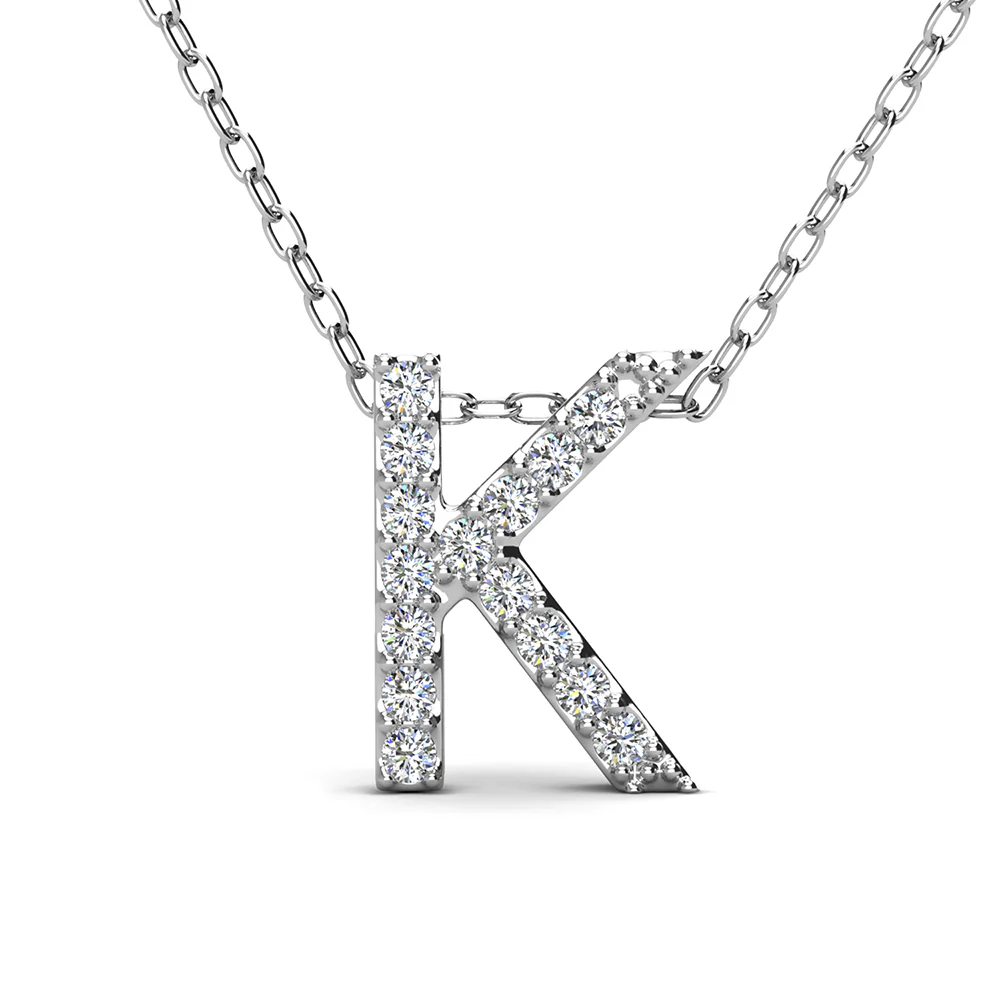 Ethereal Collection 18k White Gold Plated Initial Letter Pendant Necklace with Swarovski Crystals - Image 36