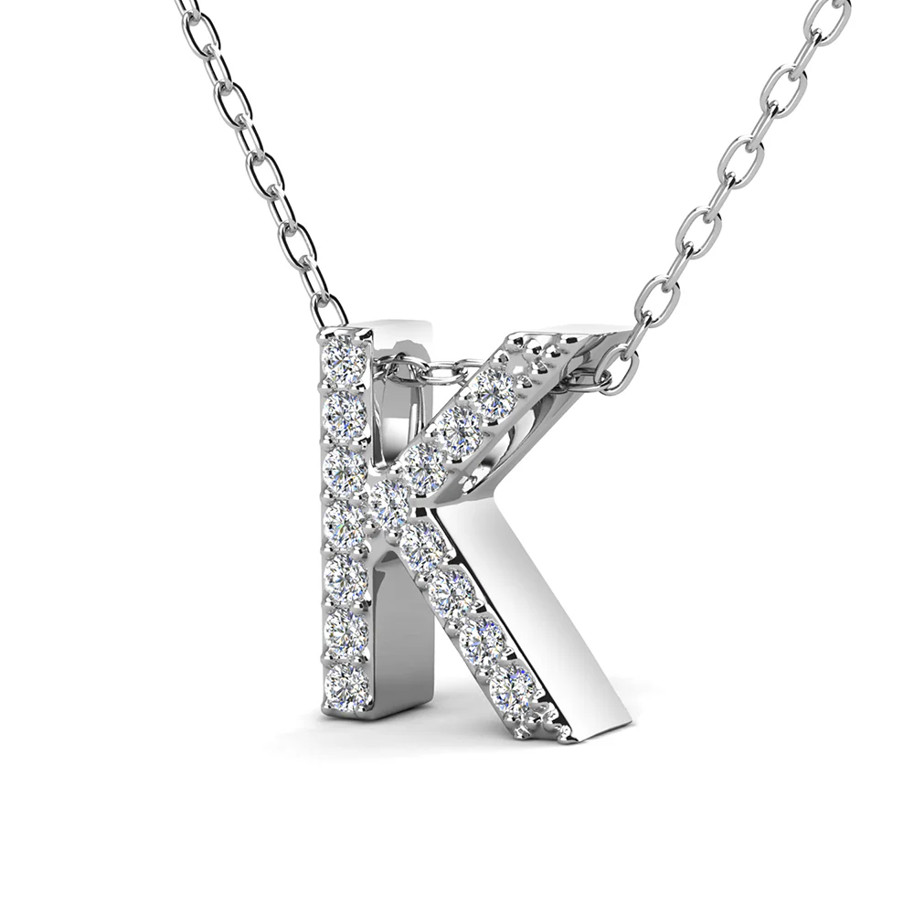 Ethereal Collection 18k White Gold Plated Initial Letter Pendant Necklace with Swarovski Crystals - Image 38