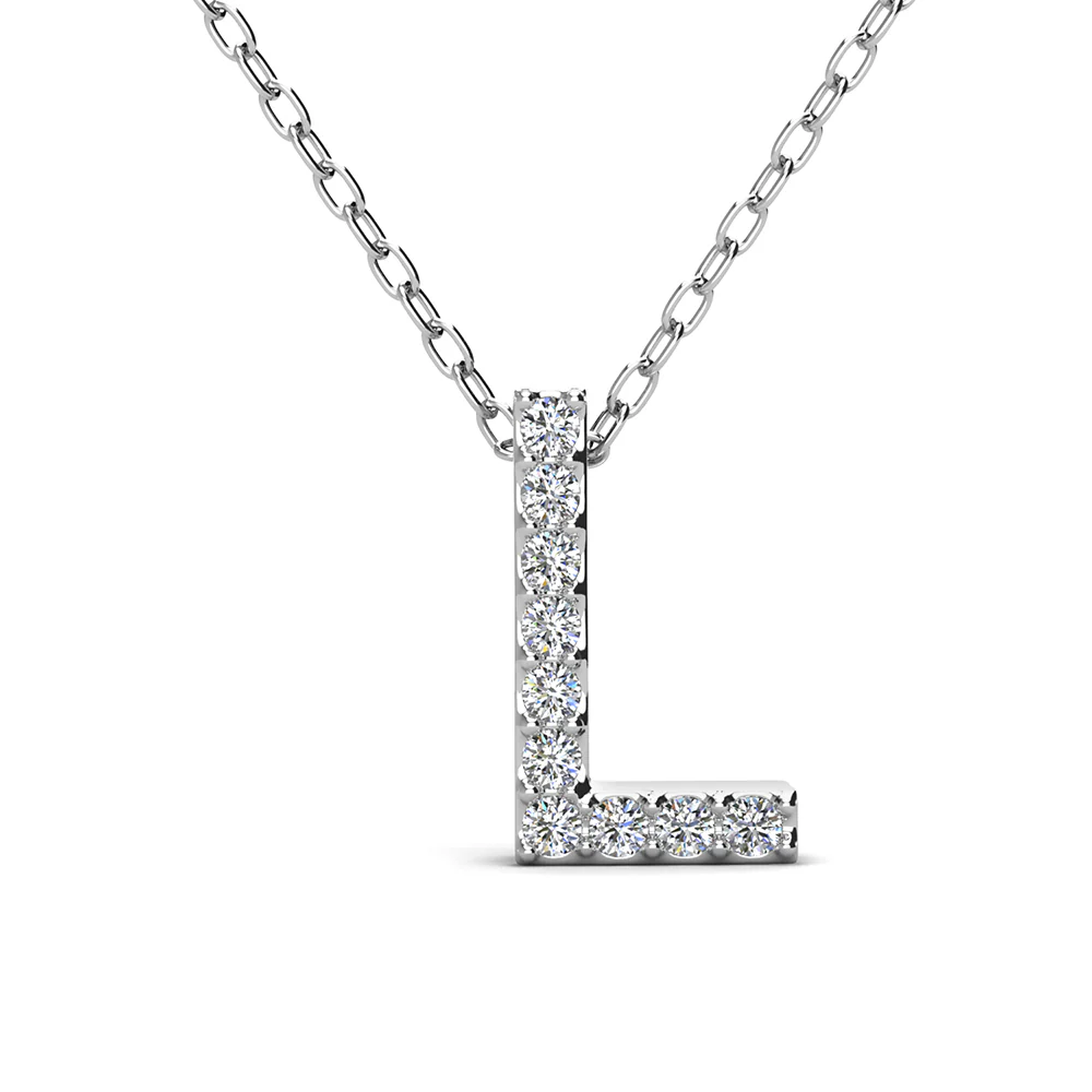 Ethereal Collection 18k White Gold Plated Initial Letter Pendant Necklace with Swarovski Crystals - Image 39