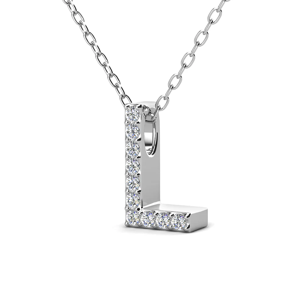 Ethereal Collection 18k White Gold Plated Initial Letter Pendant Necklace with Swarovski Crystals - Image 41