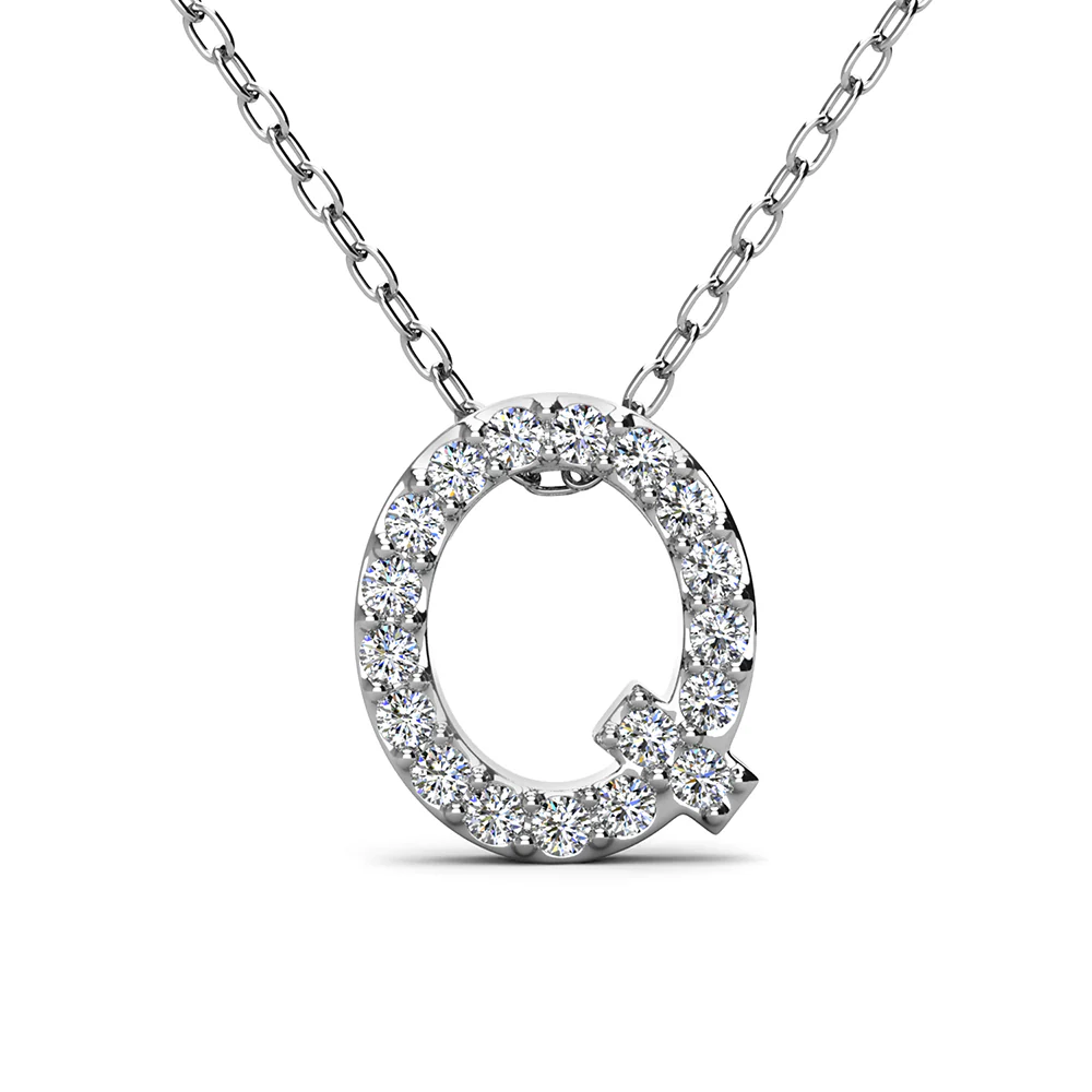 Ethereal Collection 18k White Gold Plated Initial Letter Pendant Necklace with Swarovski Crystals - Image 54
