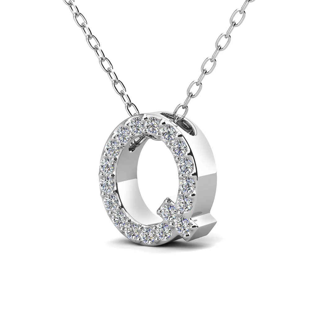 Ethereal Collection 18k White Gold Plated Initial Letter Pendant Necklace with Swarovski Crystals - Image 56