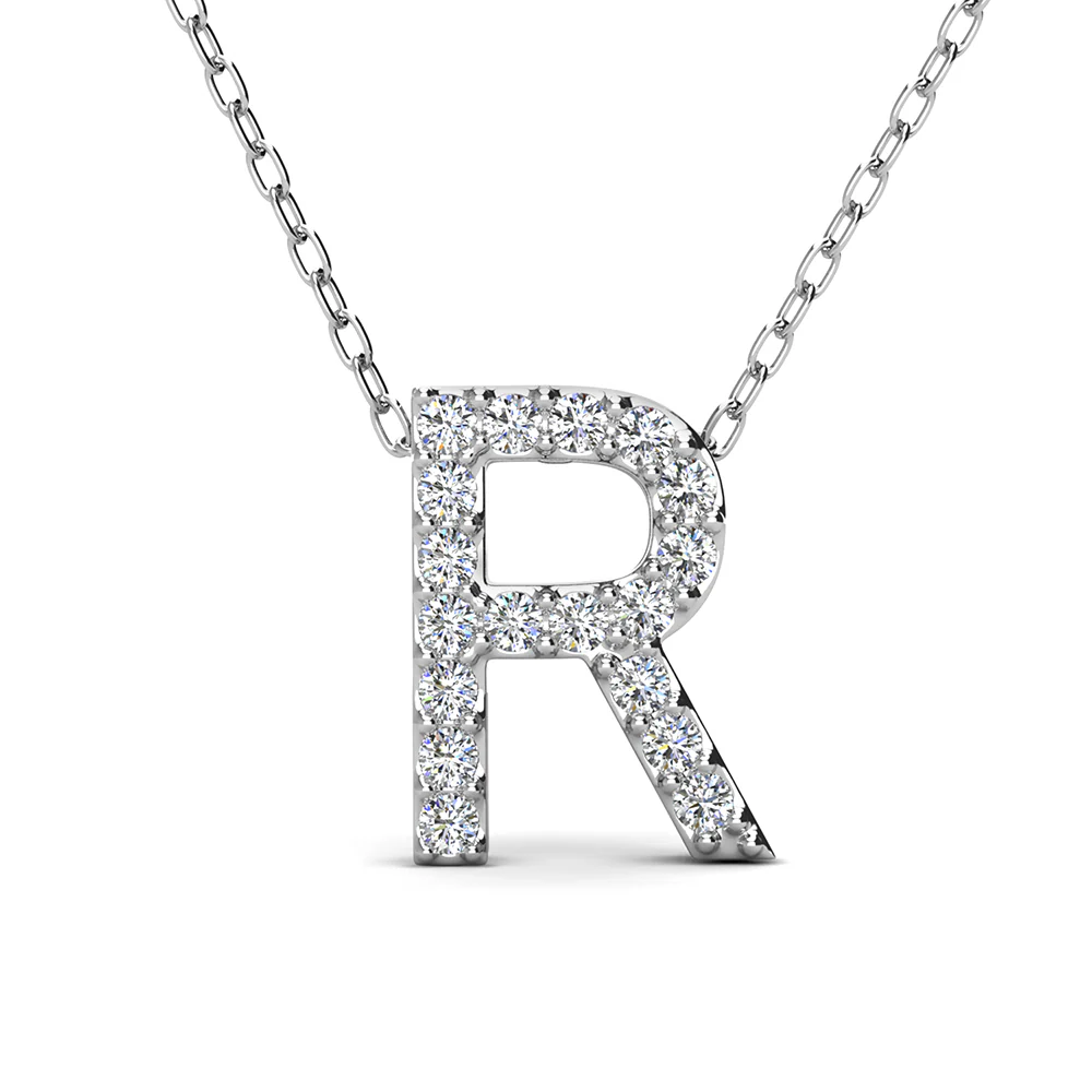 Ethereal Collection 18k White Gold Plated Initial Letter Pendant Necklace with Swarovski Crystals - Image 57