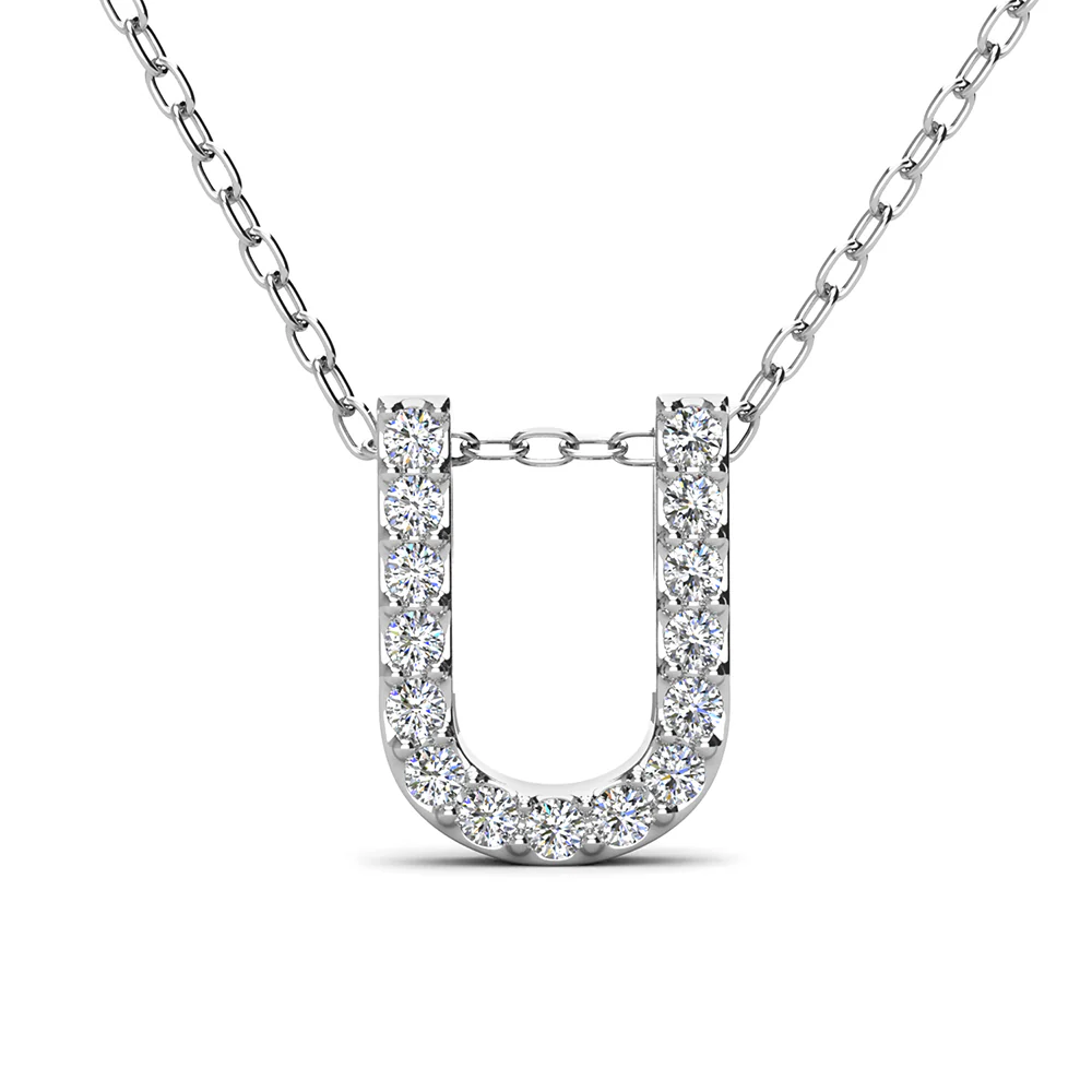 Ethereal Collection 18k White Gold Plated Initial Letter Pendant Necklace with Swarovski Crystals - Image 66