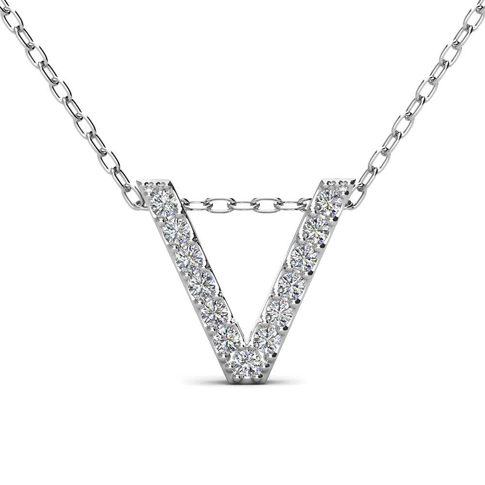 Ethereal Collection 18k White Gold Plated Initial Letter Pendant Necklace with Swarovski Crystals - Image 69