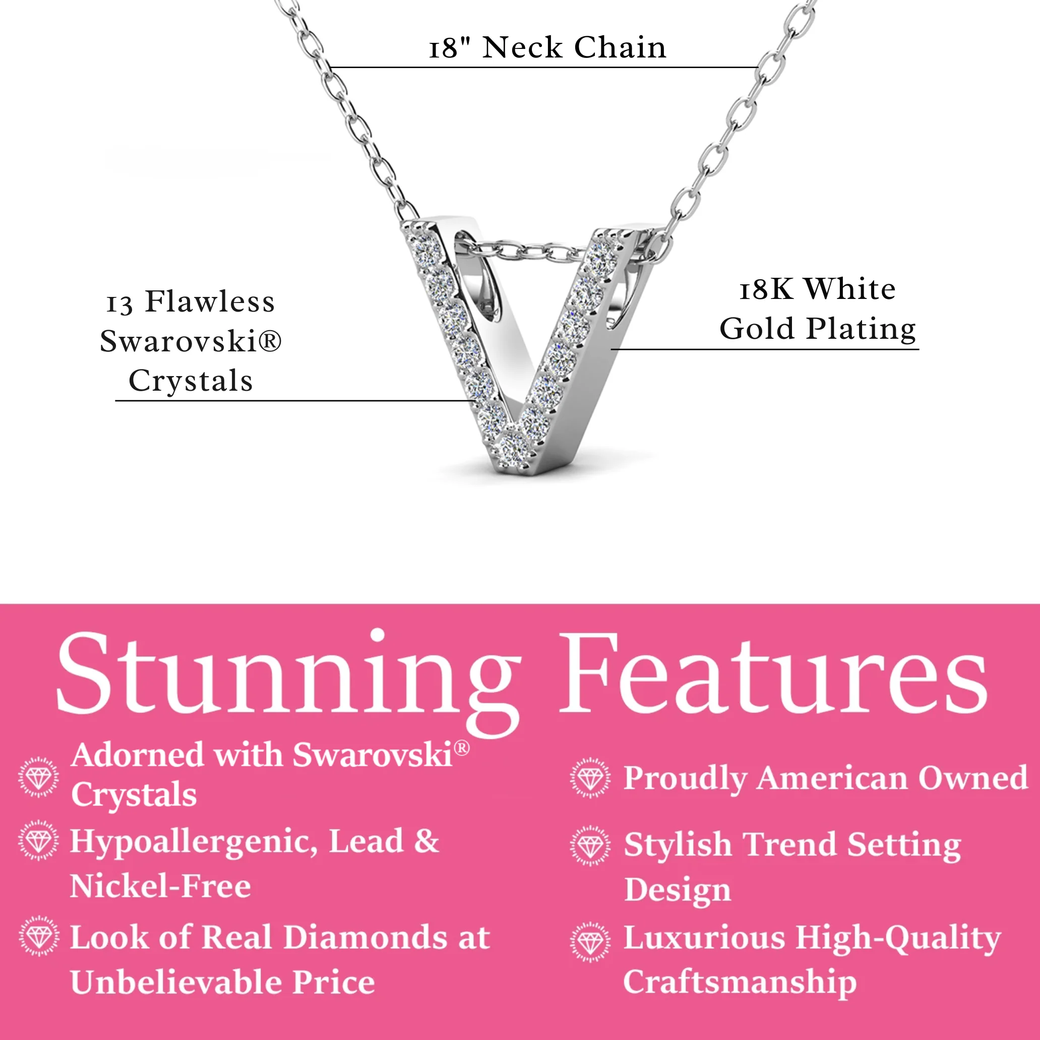 Ethereal Collection 18k White Gold Plated Initial Letter Pendant Necklace with Swarovski Crystals - Image 70
