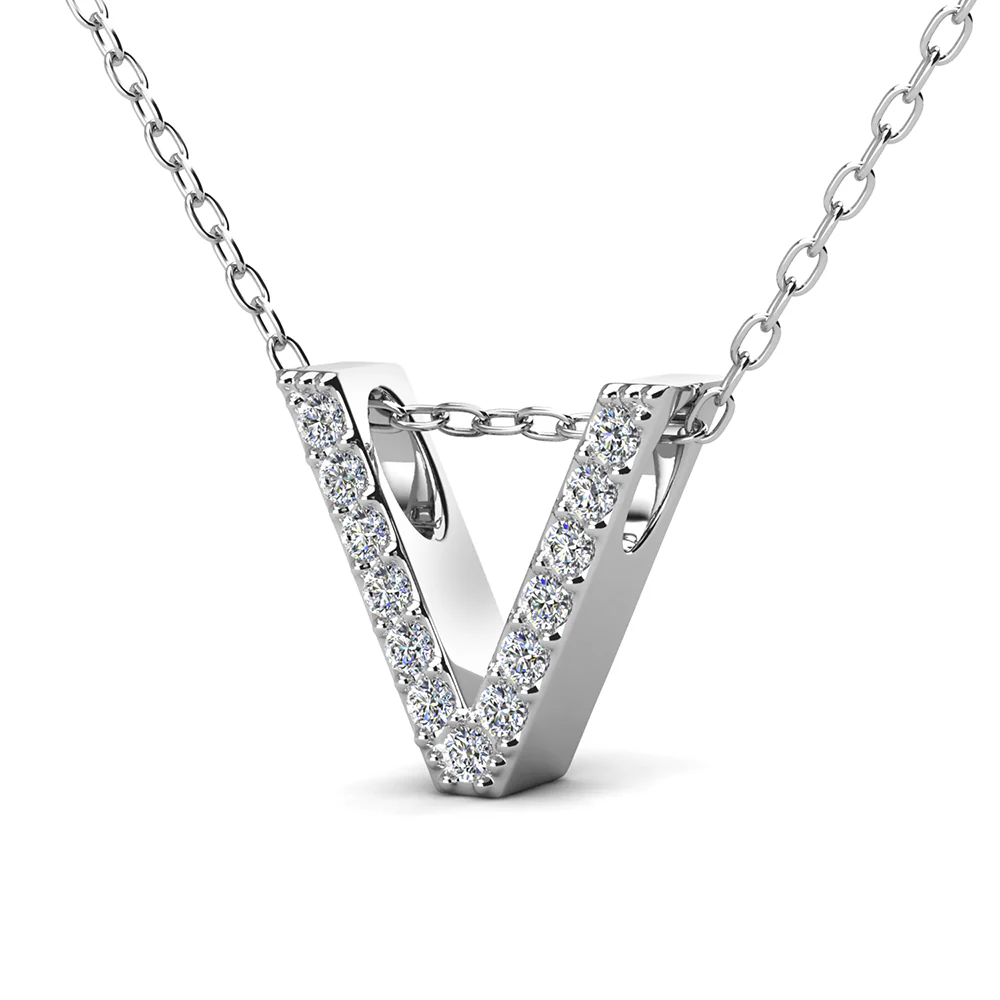Ethereal Collection 18k White Gold Plated Initial Letter Pendant Necklace with Swarovski Crystals - Image 71