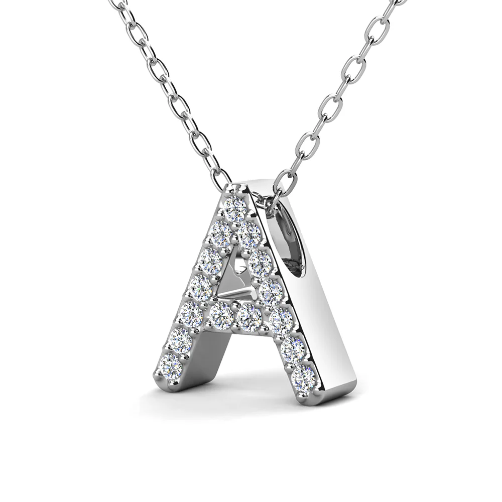 Ethereal Collection 18k White Gold Plated Initial Letter Pendant Necklace with Swarovski Crystals - Image 8