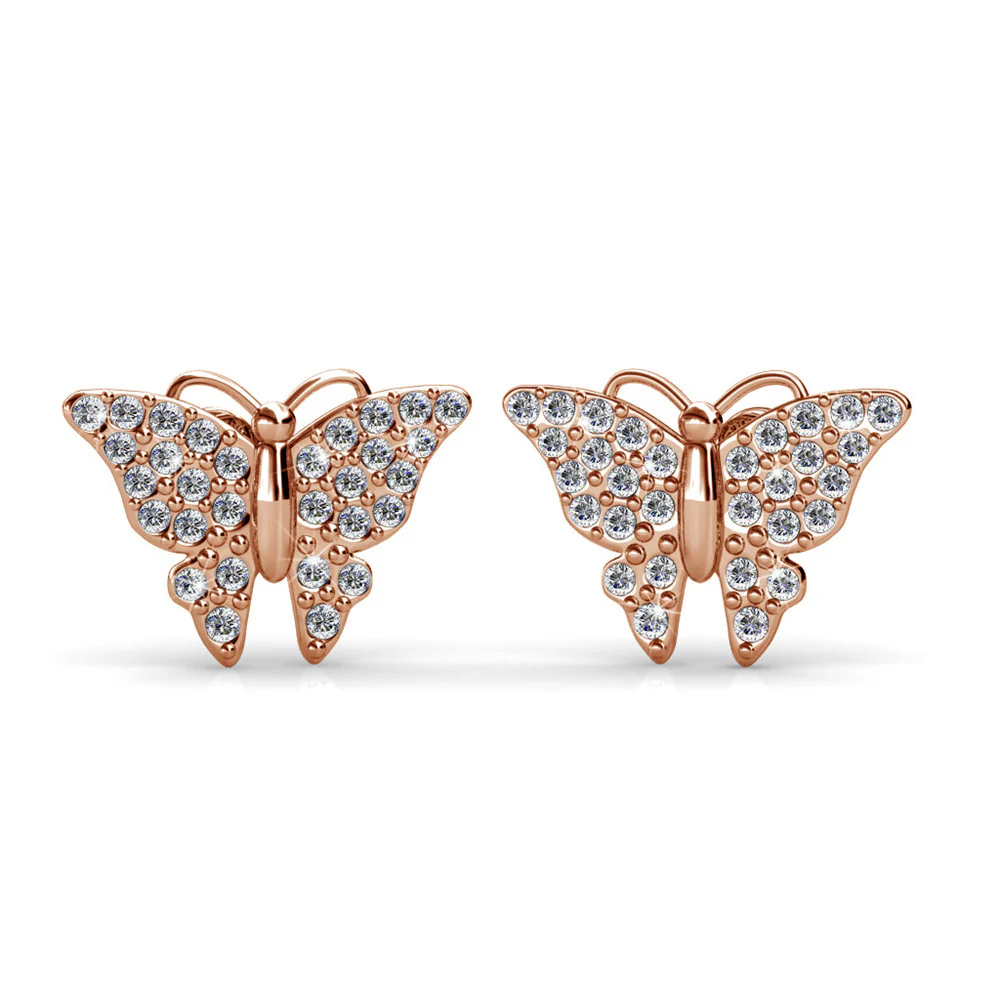 Everlee 18k White Gold Plated Crystal Butterfly Stud Earrings with Swarovski Crystals - Image 12