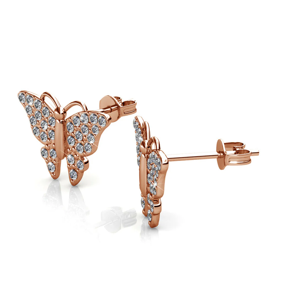 Everlee 18k White Gold Plated Crystal Butterfly Stud Earrings with Swarovski Crystals - Image 14