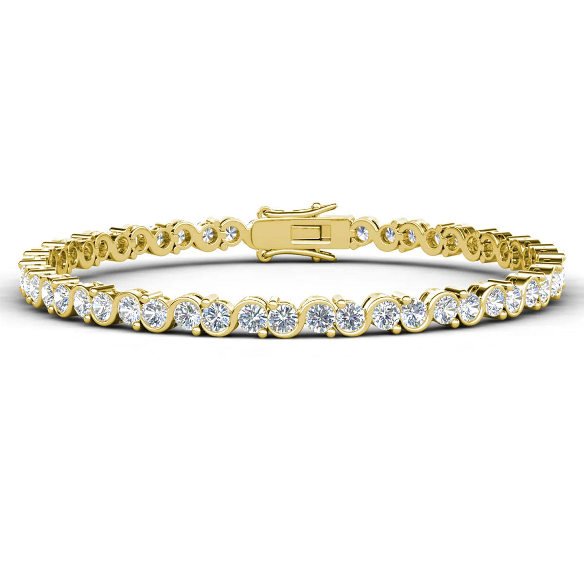 Ezra 18k White Gold Plated Infinity Tennis Bracelet with Simulated Diamond Crystals - Image 10