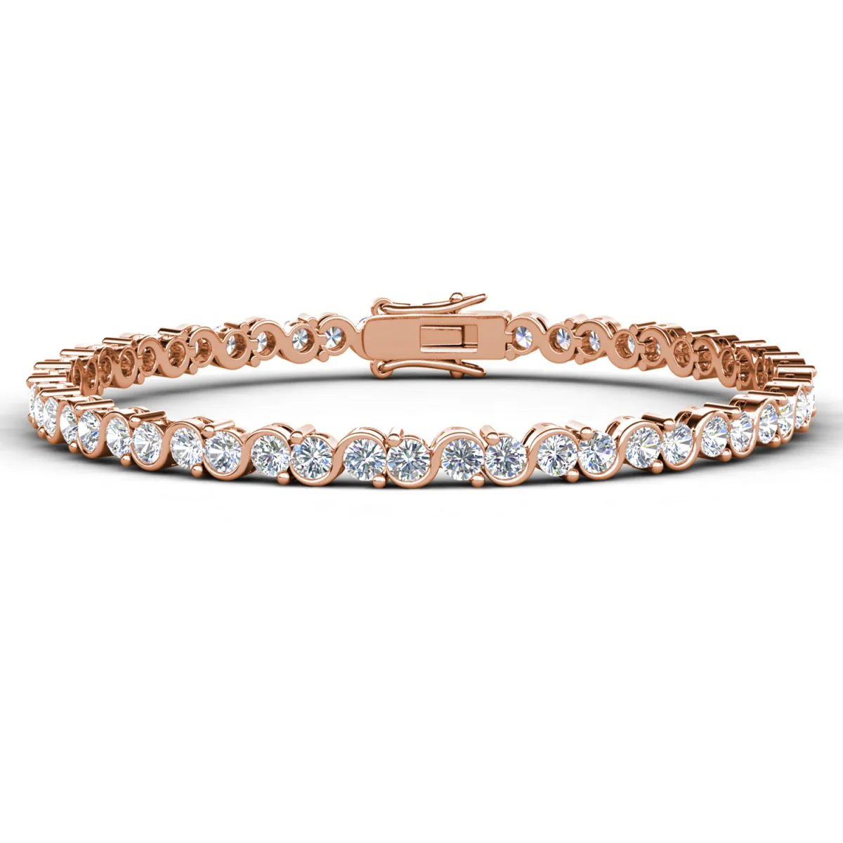 Ezra 18k White Gold Plated Infinity Tennis Bracelet with Simulated Diamond Crystals - Image 14