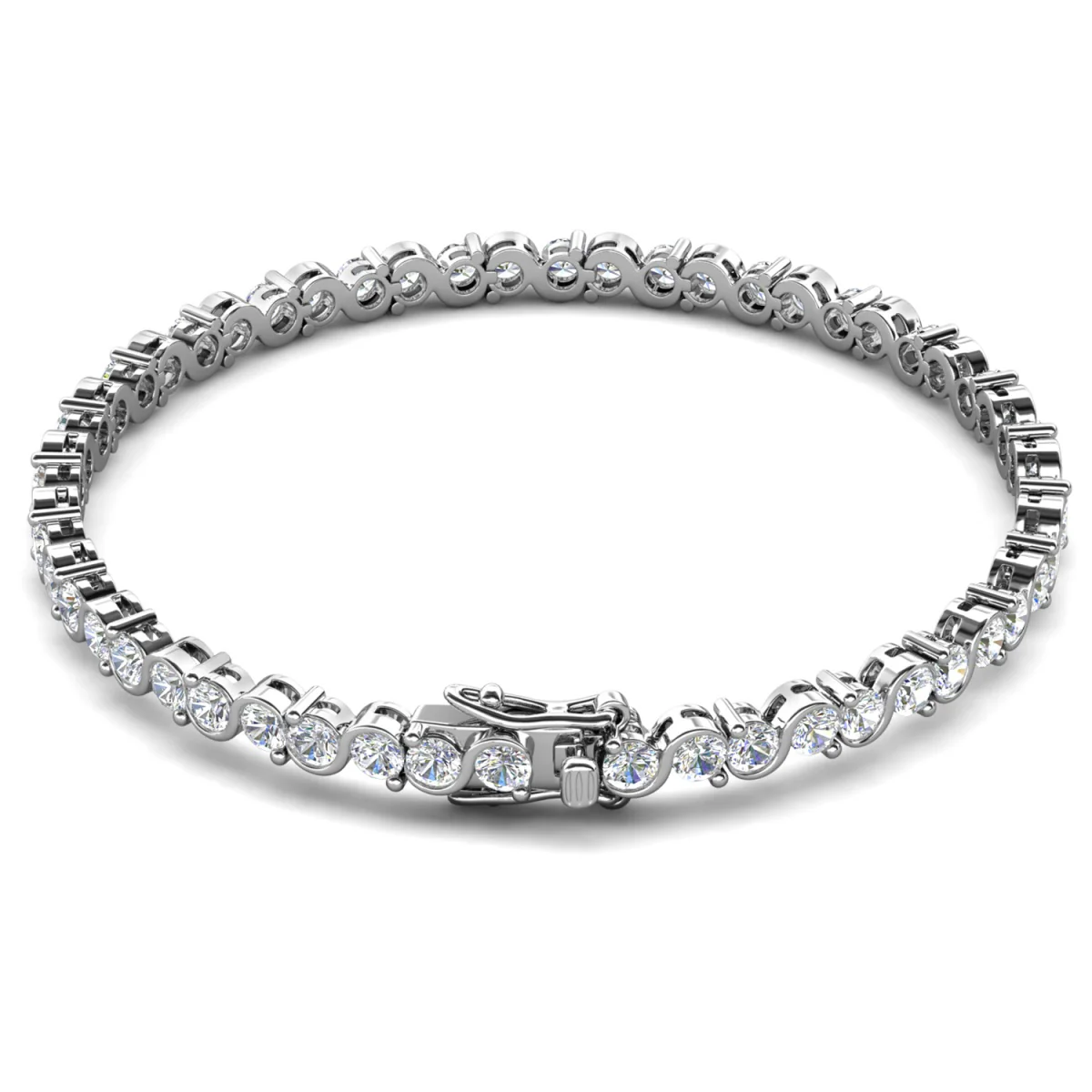 Ezra 18k White Gold Plated Infinity Tennis Bracelet with Simulated Diamond Crystals - Image 8