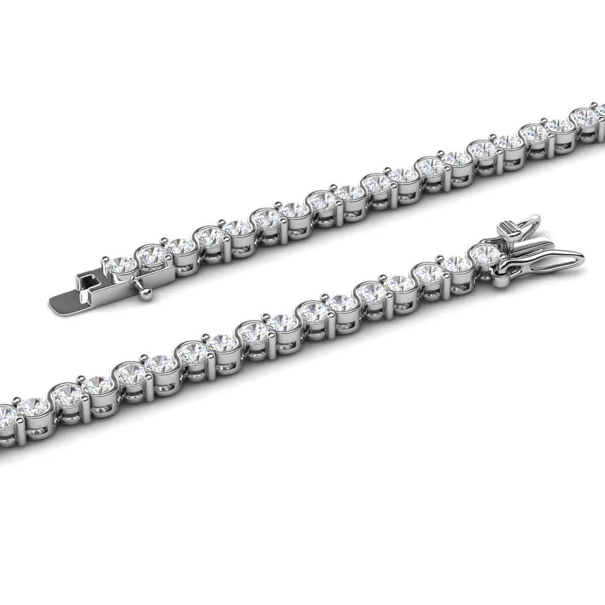 Ezra 18k White Gold Plated Infinity Tennis Bracelet with Simulated Diamond Crystals - Image 9