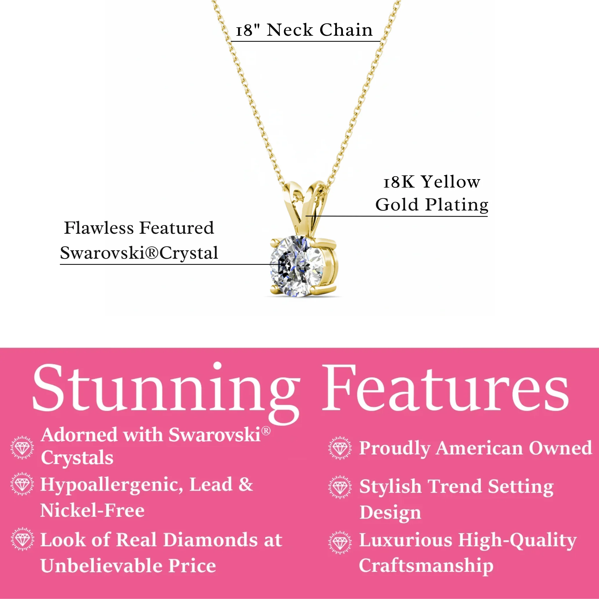 Faye 18k White Gold Plated Solitaire Necklace with Swarovski Crystal - Image 10