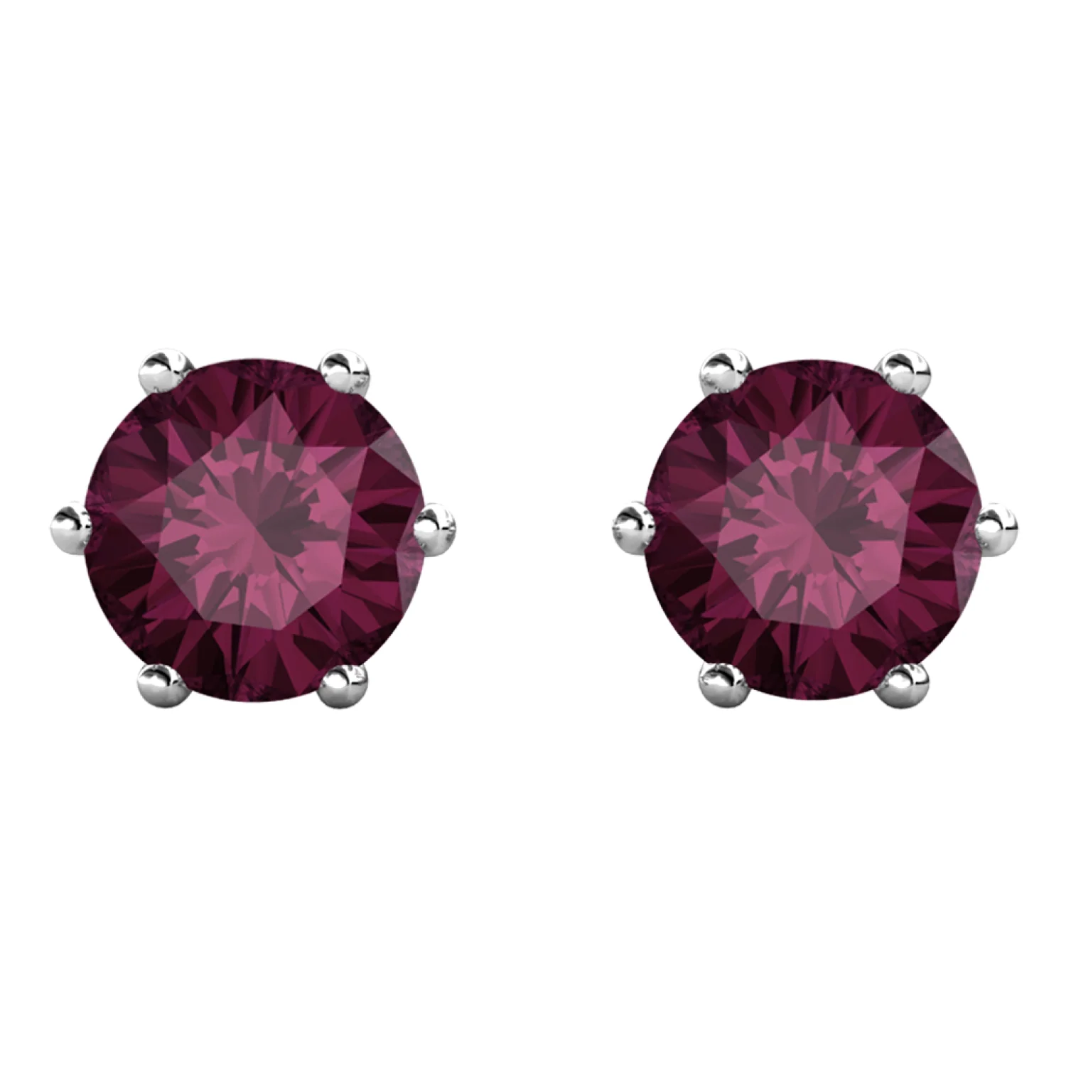 February Birthstone Amethyst Earrings 18k White Gold Plated Stud Earrings with 1CT Swarovski Crystal - Image 5