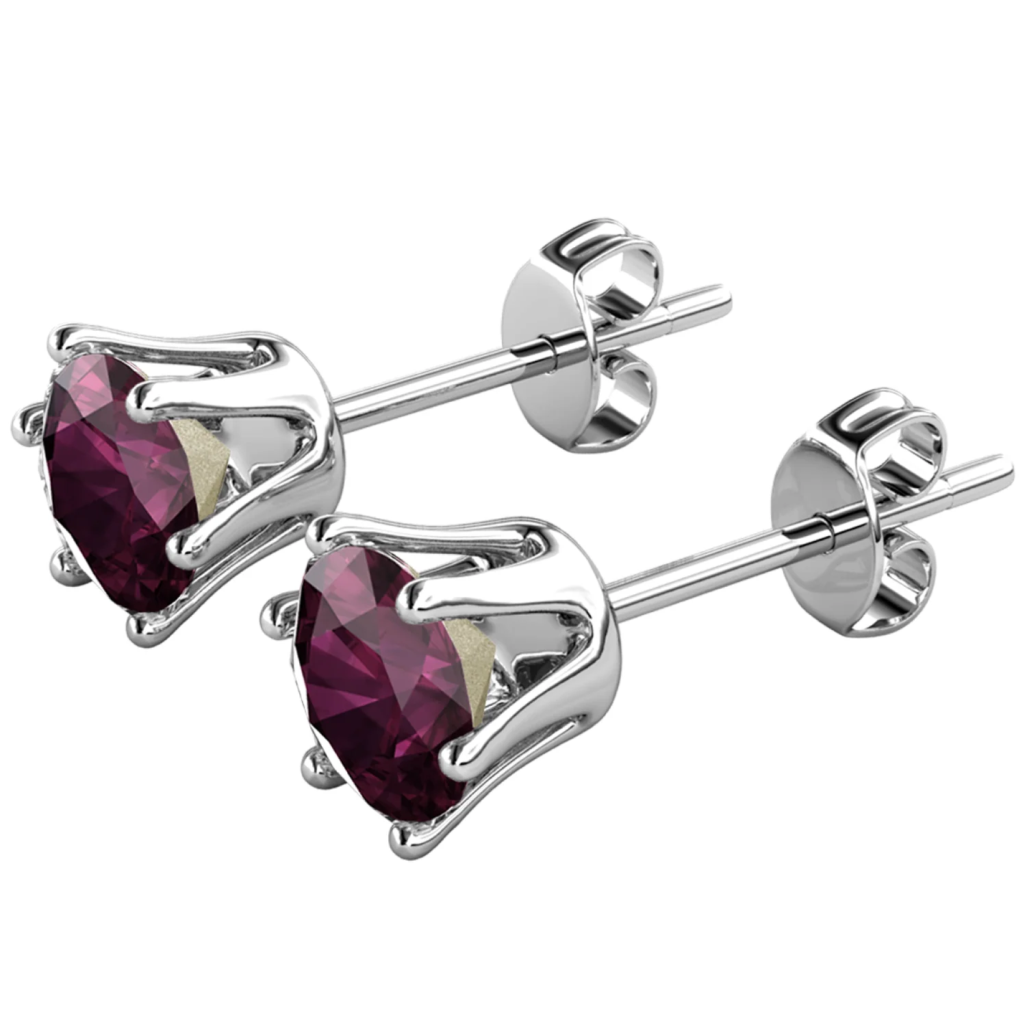 February Birthstone Amethyst Earrings 18k White Gold Plated Stud Earrings with 1CT Swarovski Crystal - Image 6