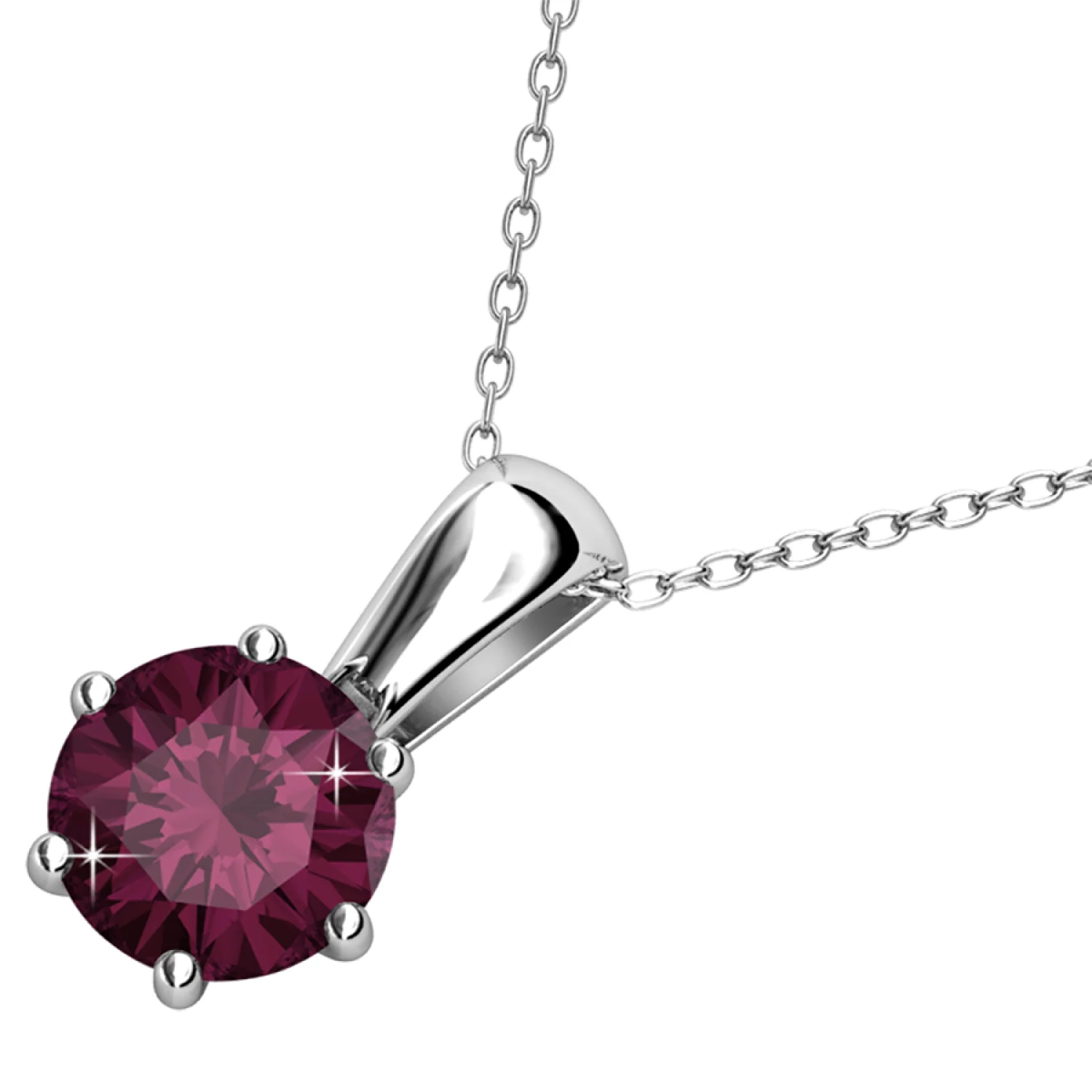 February Birthstone Amethyst Necklace 18k White Gold Plated Solitaire Necklace with 1CT Swarovski Crystal - Image 4