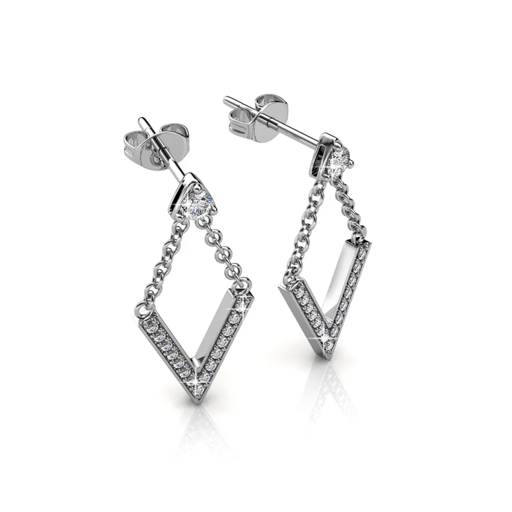 Francesca 18k White Gold Plated Dangle Earrings with Swarovski Crystals - Image 6
