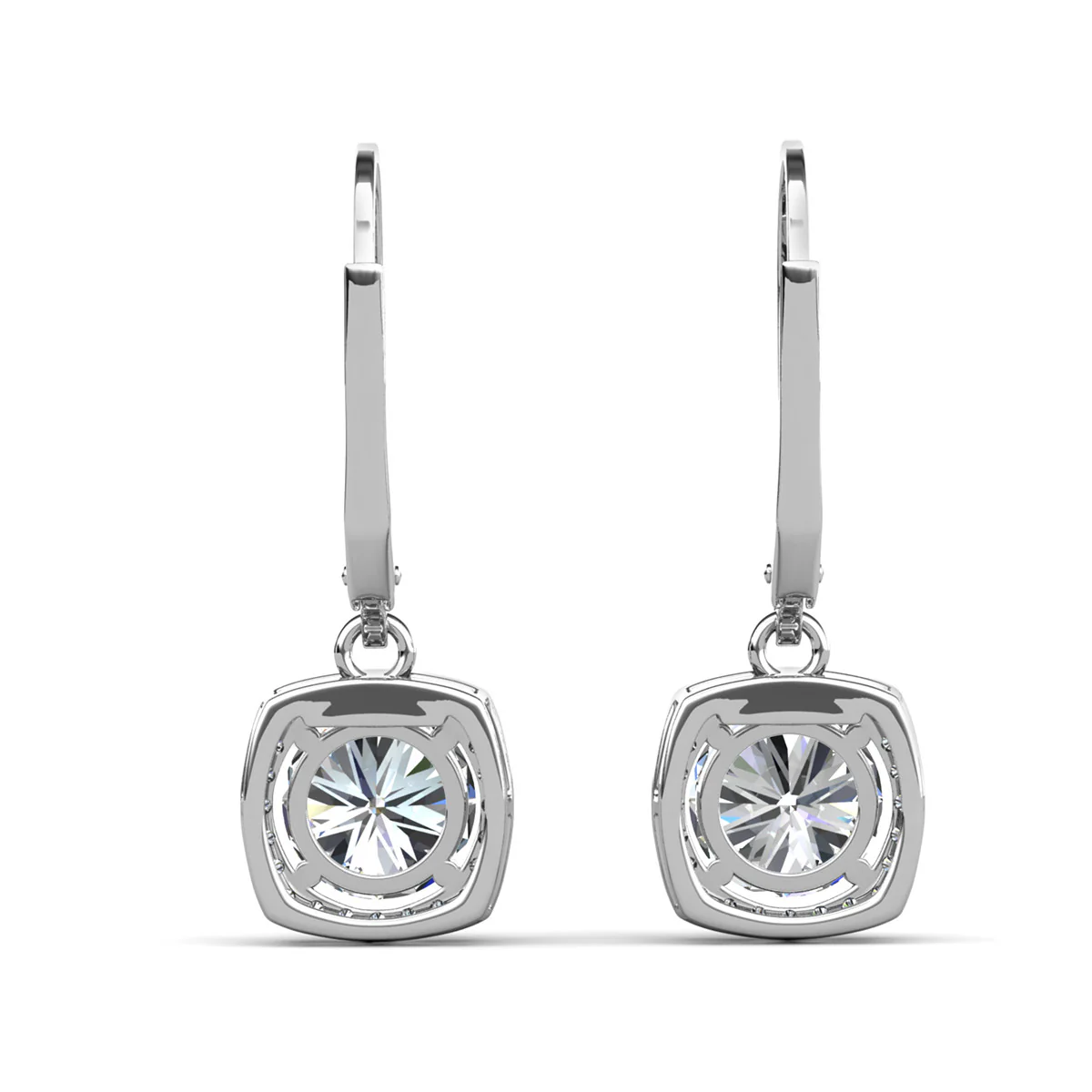 Freya 18k White Gold Plated Halo Drop Earrings with Simulated Diamond Crystals - Image 8