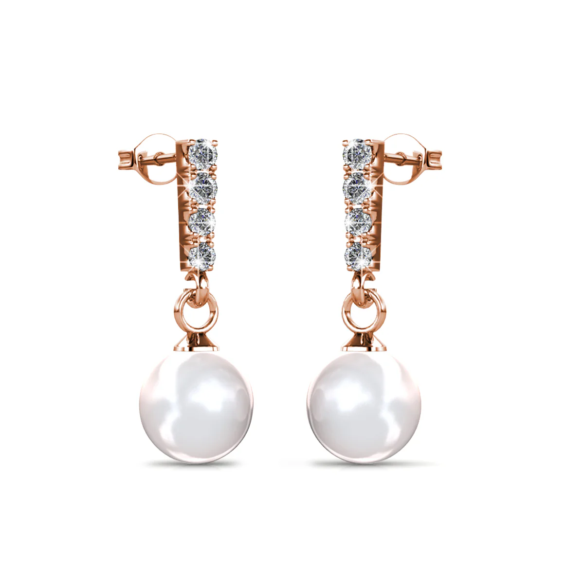 Gabrielle 18k White Gold Plated Pearl Drop Earrings with Swarovski Crystals - Image 17